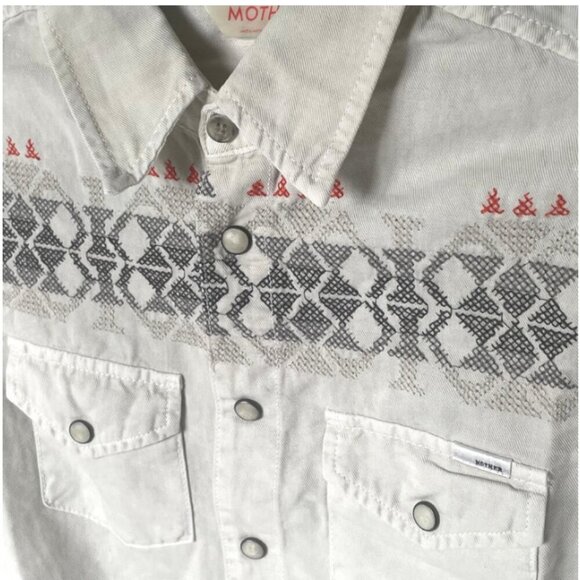 Mother Western Shirt Womens XS Ivory All My Ex's Snap Extra Small Embroidered - Picture 7 of 10